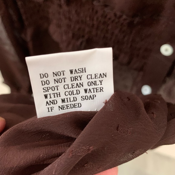 Surrealist Brown lace button down blouse - Picture 12 of 12